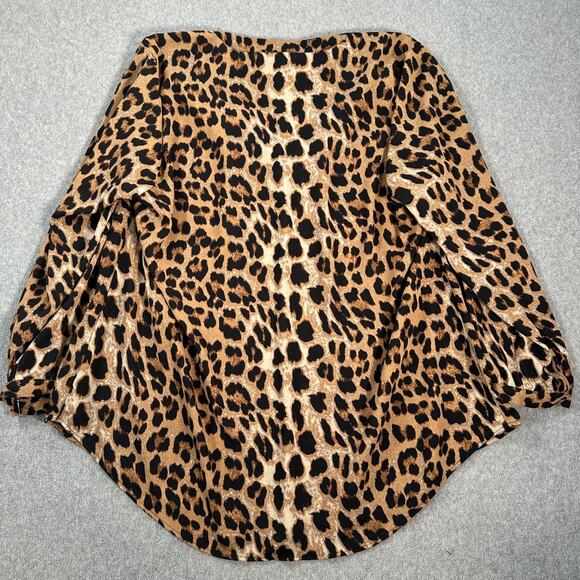 Daniel Rainn Cheetah Animal Print V-Neck Tunic Blouse Women's 1X Long Sleeve - Picture 10 of 10